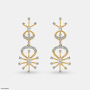 Sparkling Trap Diamond Earrings 9K Yellow Gold
