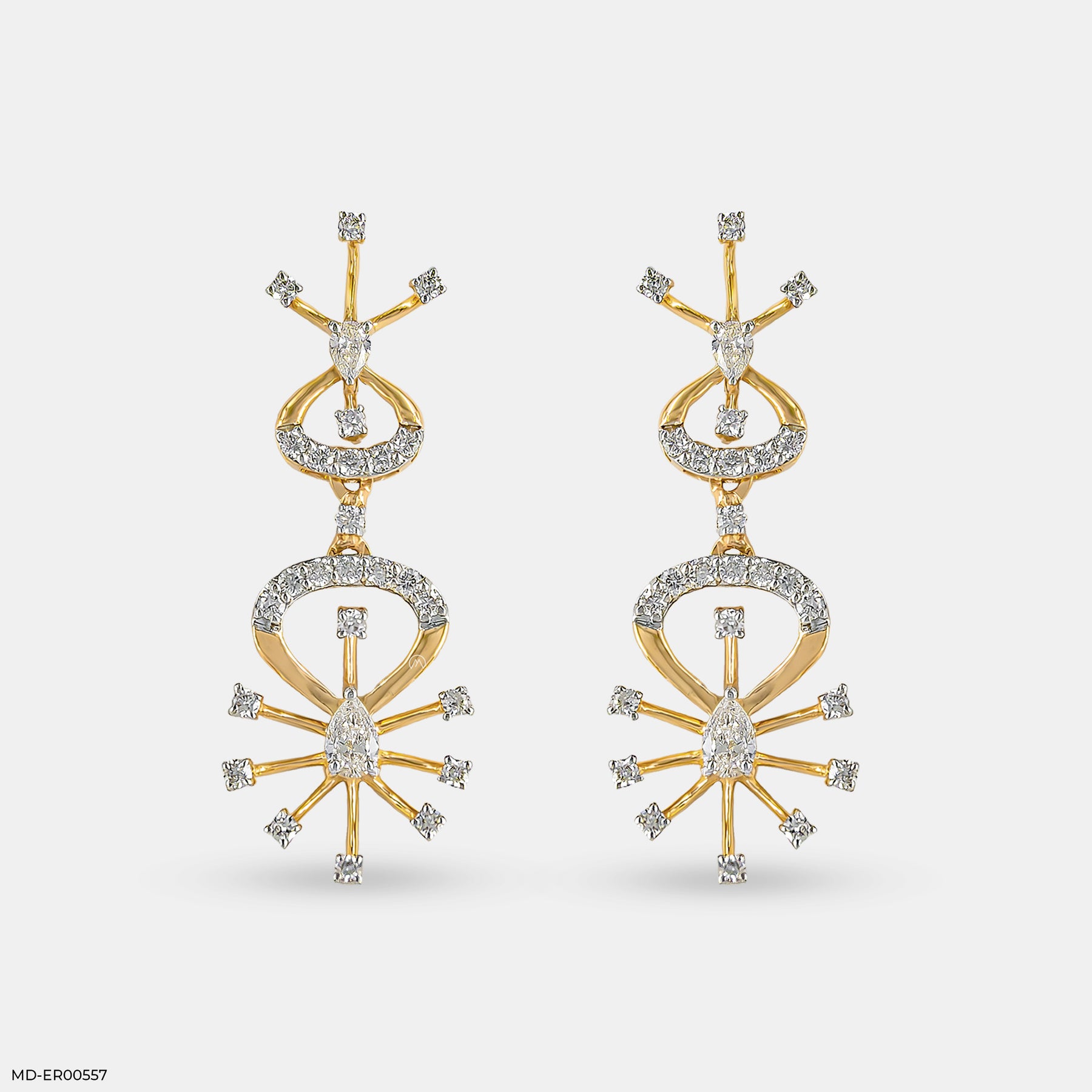Sparkling Trap Diamond Earrings 14K Yellow Gold