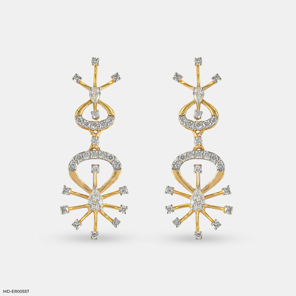 Sparkling Trap Diamond Earrings 14K Yellow Gold