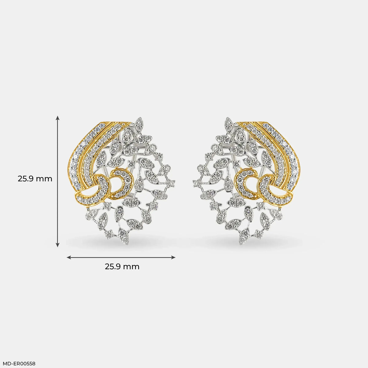 Dual-Tone Swirls Diamond Earrings