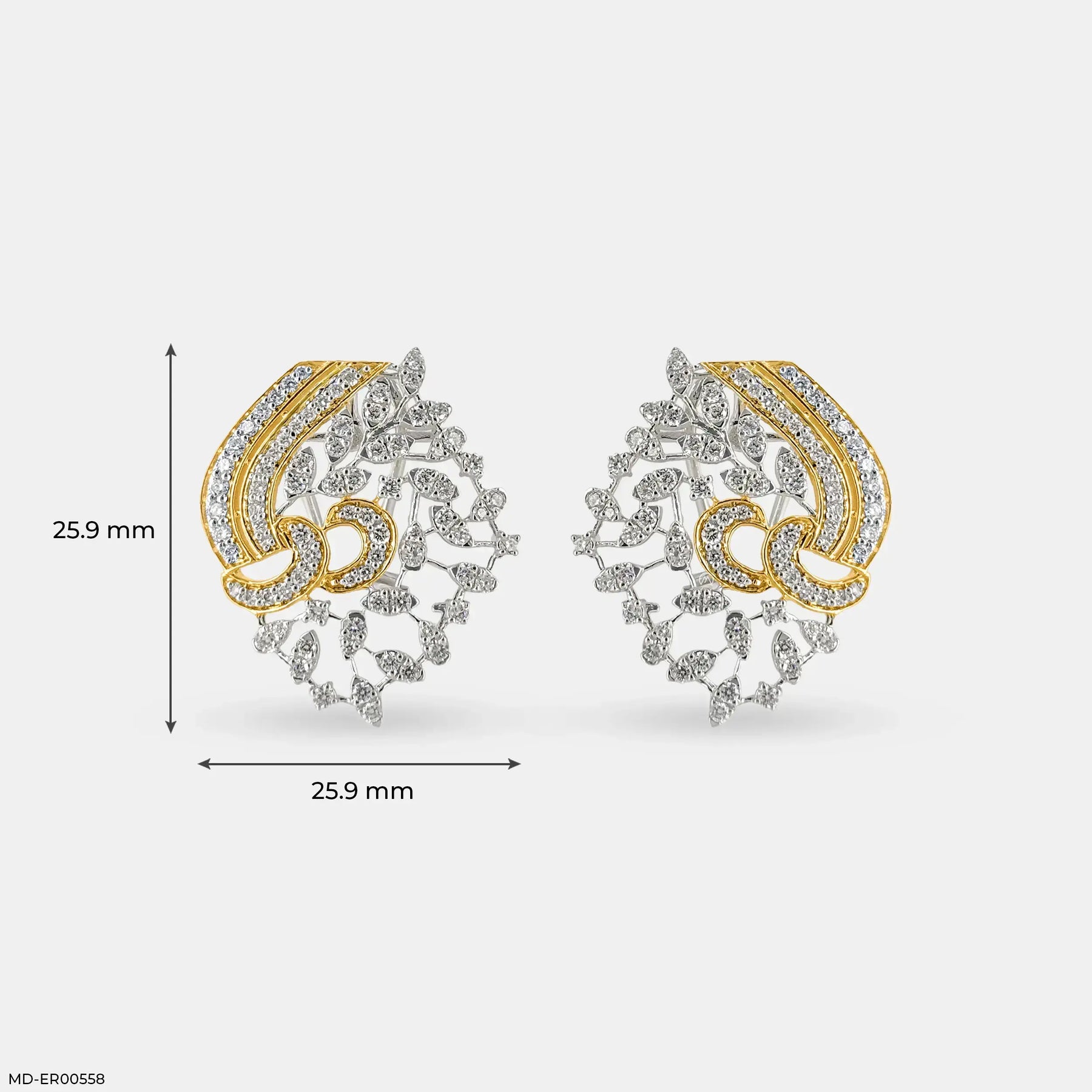 Dual-Tone Swirls Diamond Earrings 14K Rose Gold