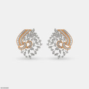 Dual-Tone Swirls Diamond Earrings 14K Rose Gold