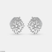 Dual-Tone Swirls Diamond Earrings 9K White Gold