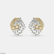 Dual-Tone Swirls Diamond Earrings 9K Yellow Gold