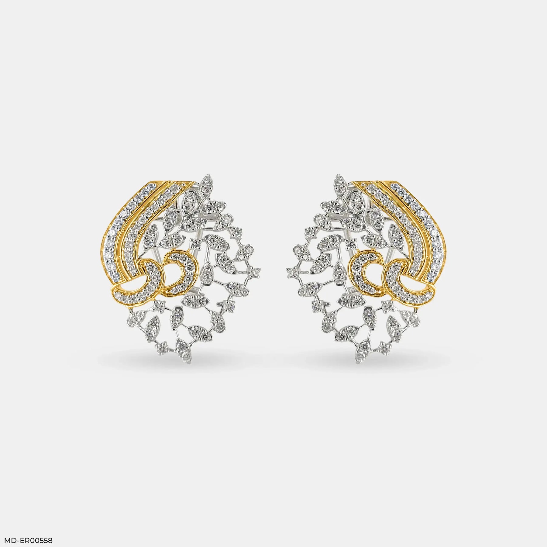 Dual-Tone Swirls Diamond Earrings 14K Rose Gold