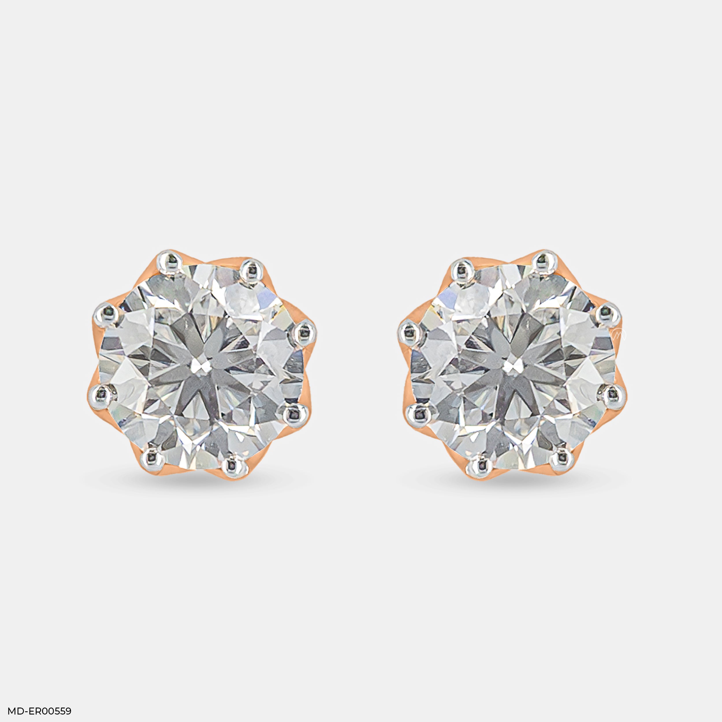3 Carat Solitaire Majestic Glow Earrings 14K Rose Gold