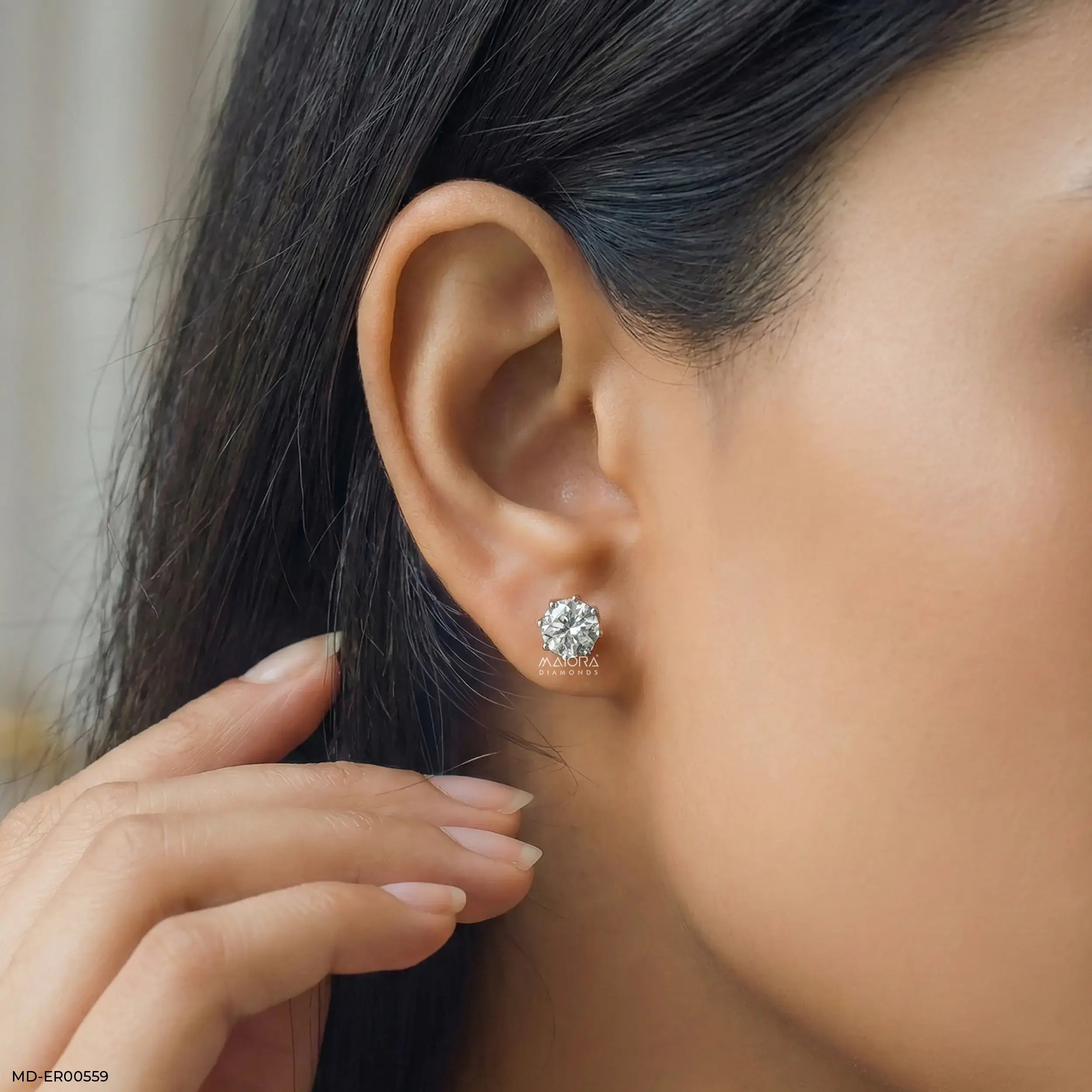 3 Carat Solitaire Majestic Glow Earrings 14K Rose Gold