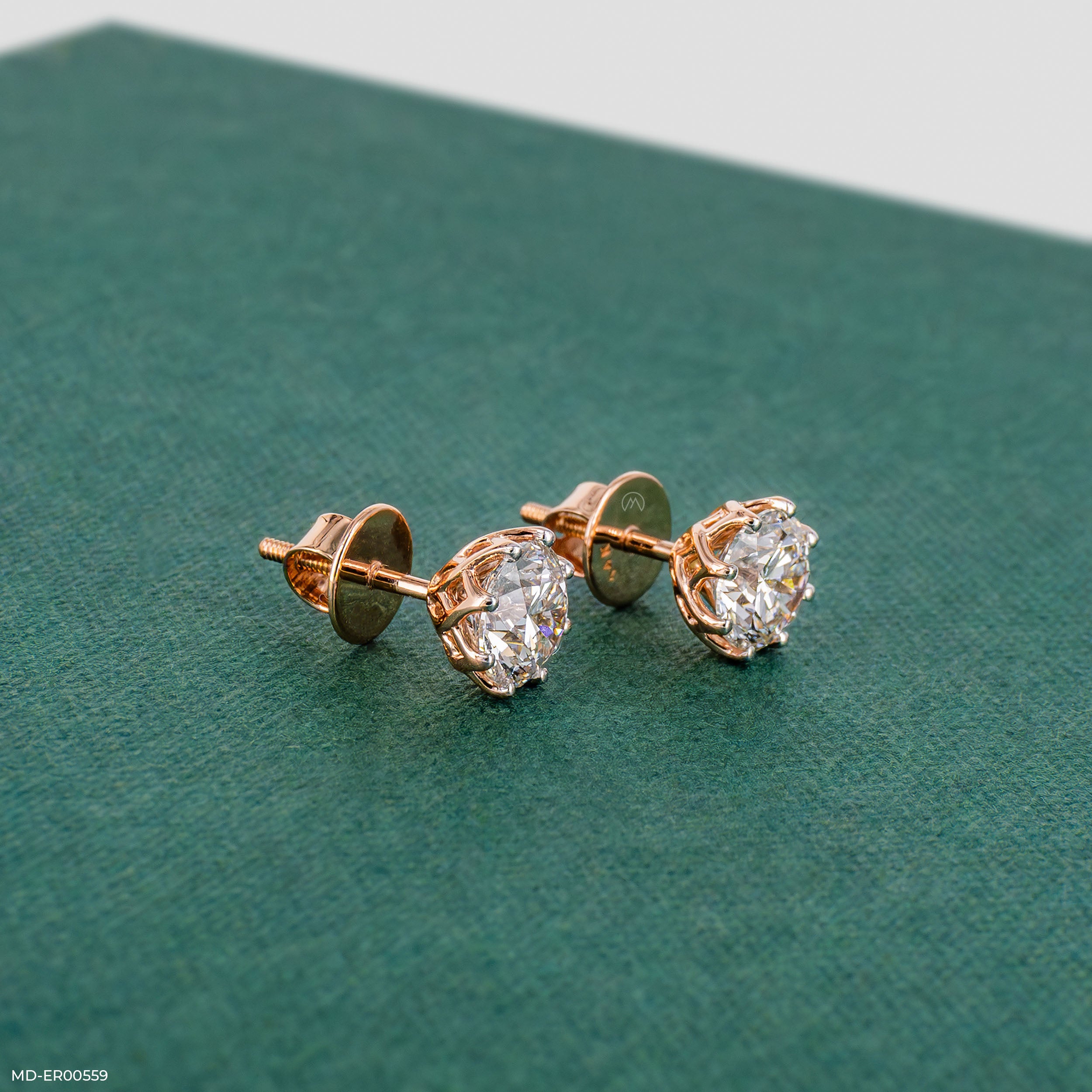 3 Carat Solitaire Majestic Glow Earrings 9K Rose Gold