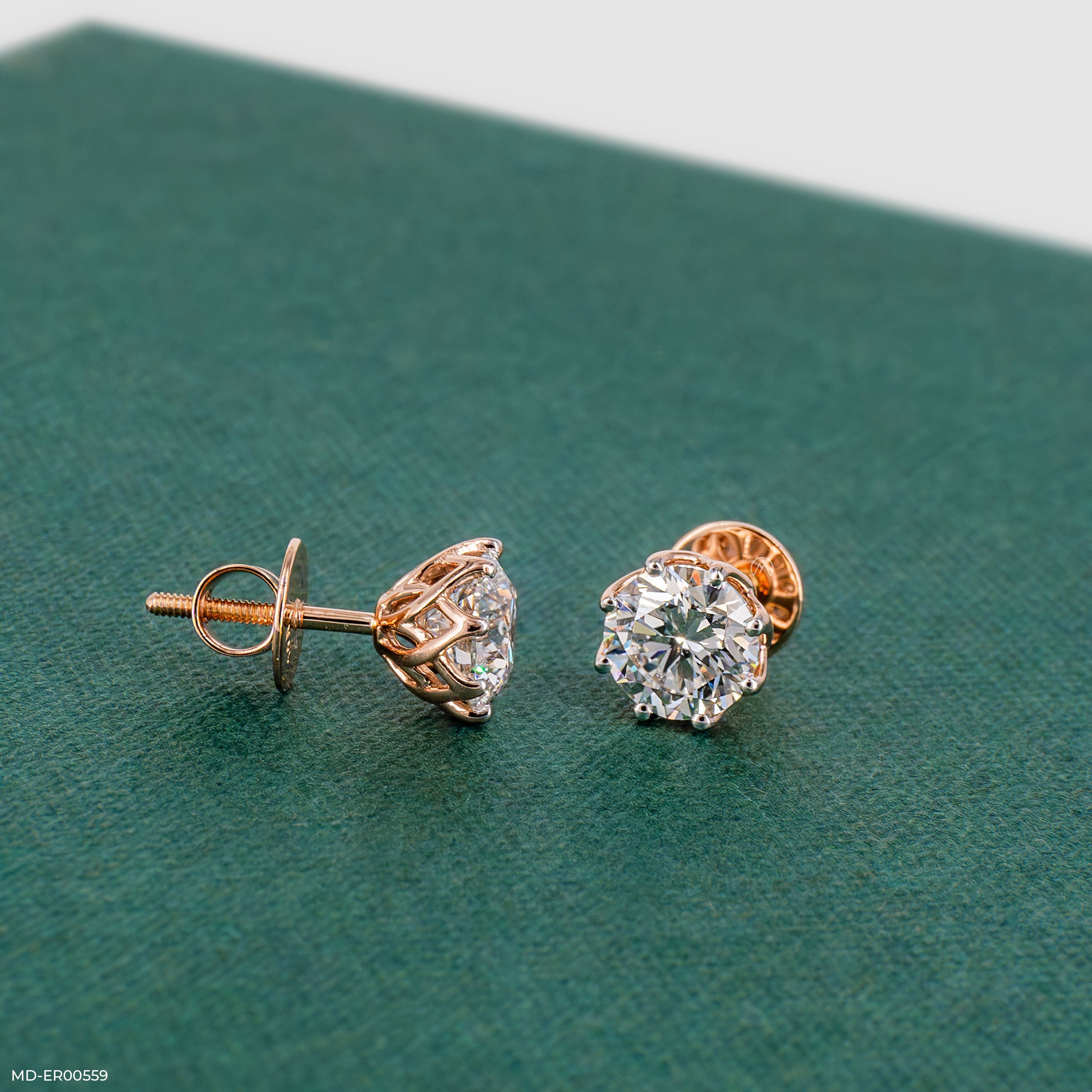 3 Carat Solitaire Majestic Glow Earrings 14K Rose Gold