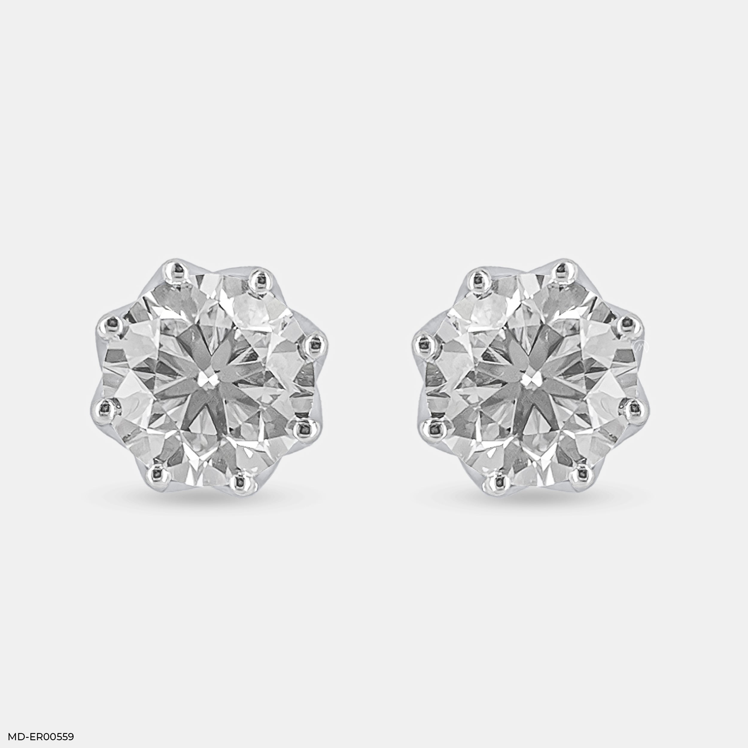 3 Carat Solitaire Majestic Glow Earrings 14K White Gold