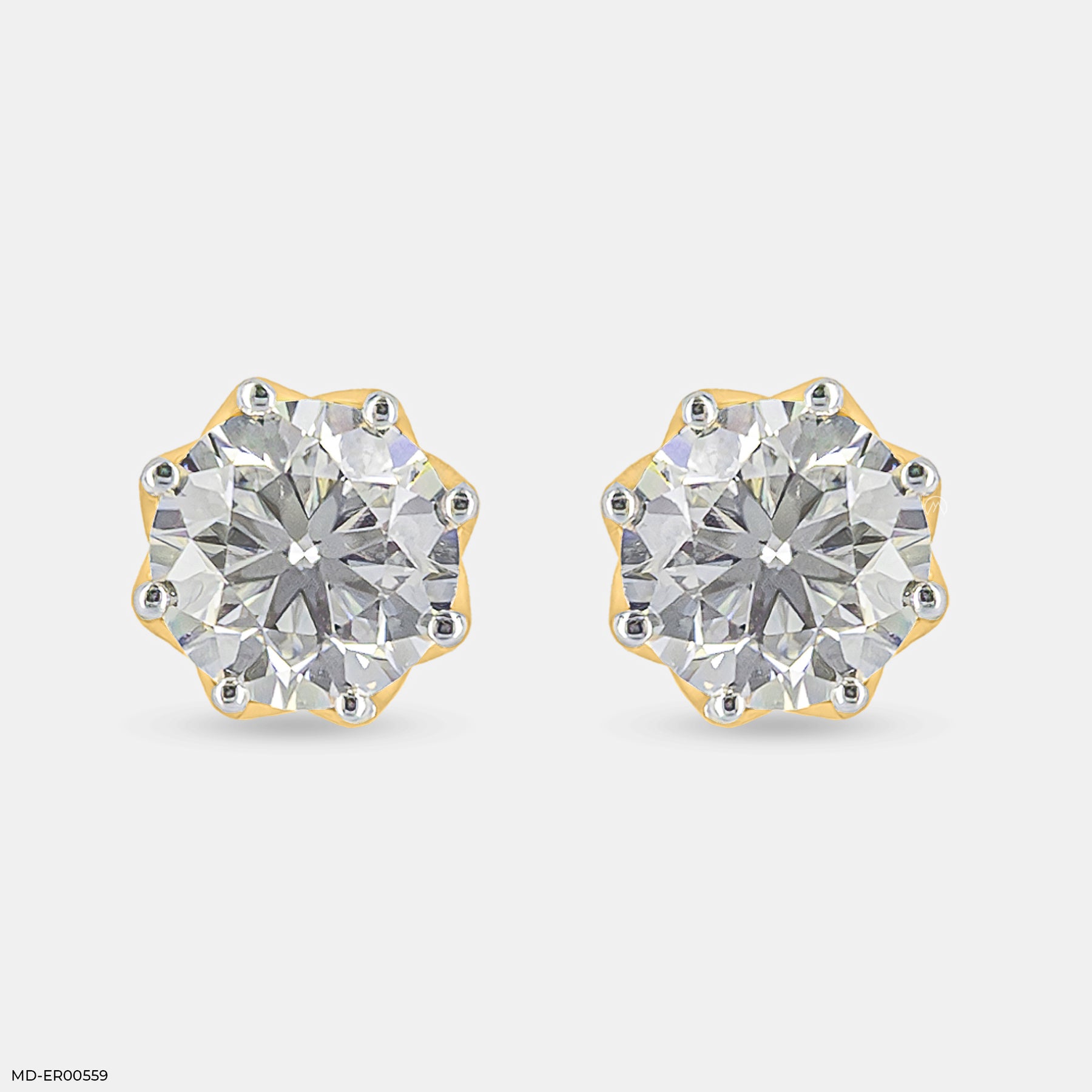3 Carat Solitaire Majestic Glow Earrings 14K Yellow Gold