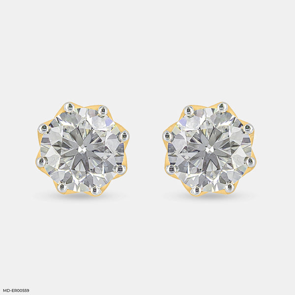 3 Carat Solitaire Majestic Glow Earrings 18K Yellow Gold