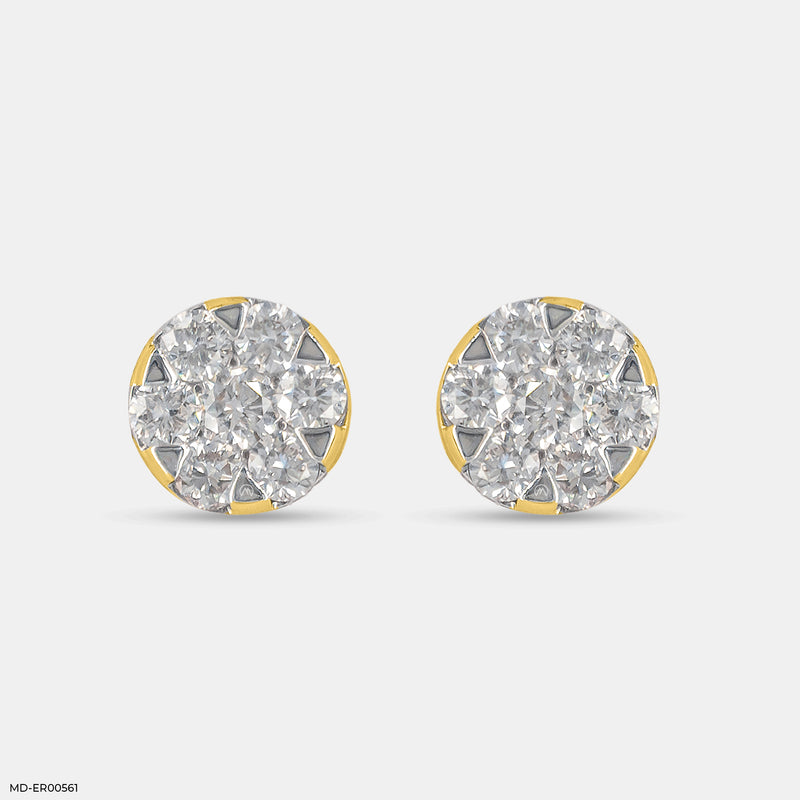 Cluster Stud Diamond Earrings 14K Rose Gold