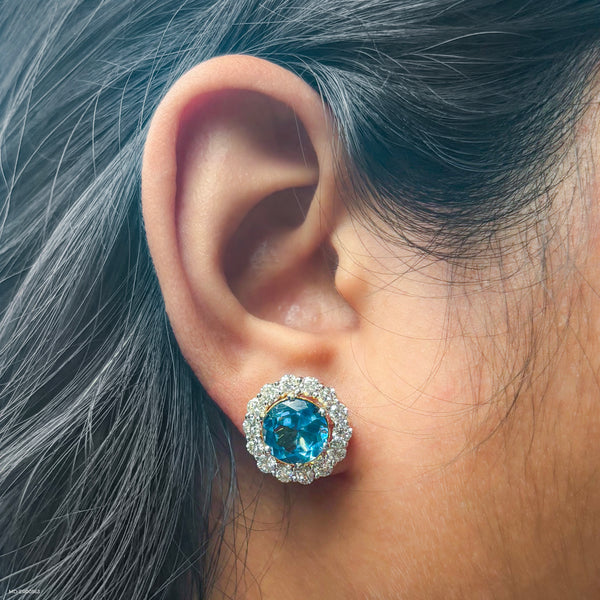 Ocean's Embrace Lab Diamond Studs 14K Yellow Gold
