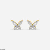 Sparkle Butterfly Stud Earrings 14K Yellow Gold