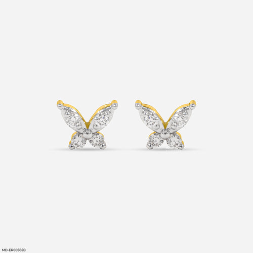 Sparkle Butterfly Stud Earrings 9K Yellow Gold