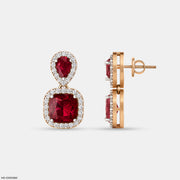 Crimson Cascade Drop Earrings 14K Rose Gold
