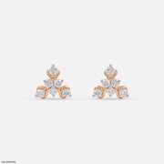 Golden Triangular Diamond Stud Earrings 9K Rose Gold
