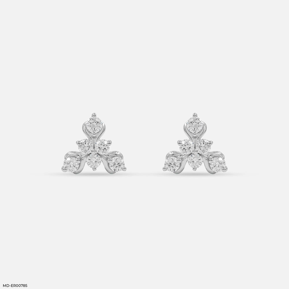Golden Triangular Diamond Stud Earrings