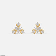 Golden Triangular Diamond Stud Earrings 9K Yellow Gold