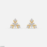 Golden Triangular Diamond Stud Earrings 9K Rose Gold