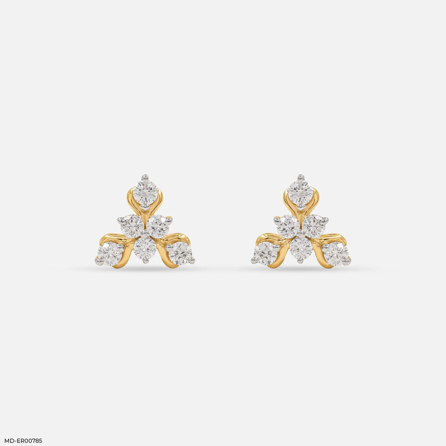 Golden Triangular Diamond Stud Earrings 9K Rose Gold
