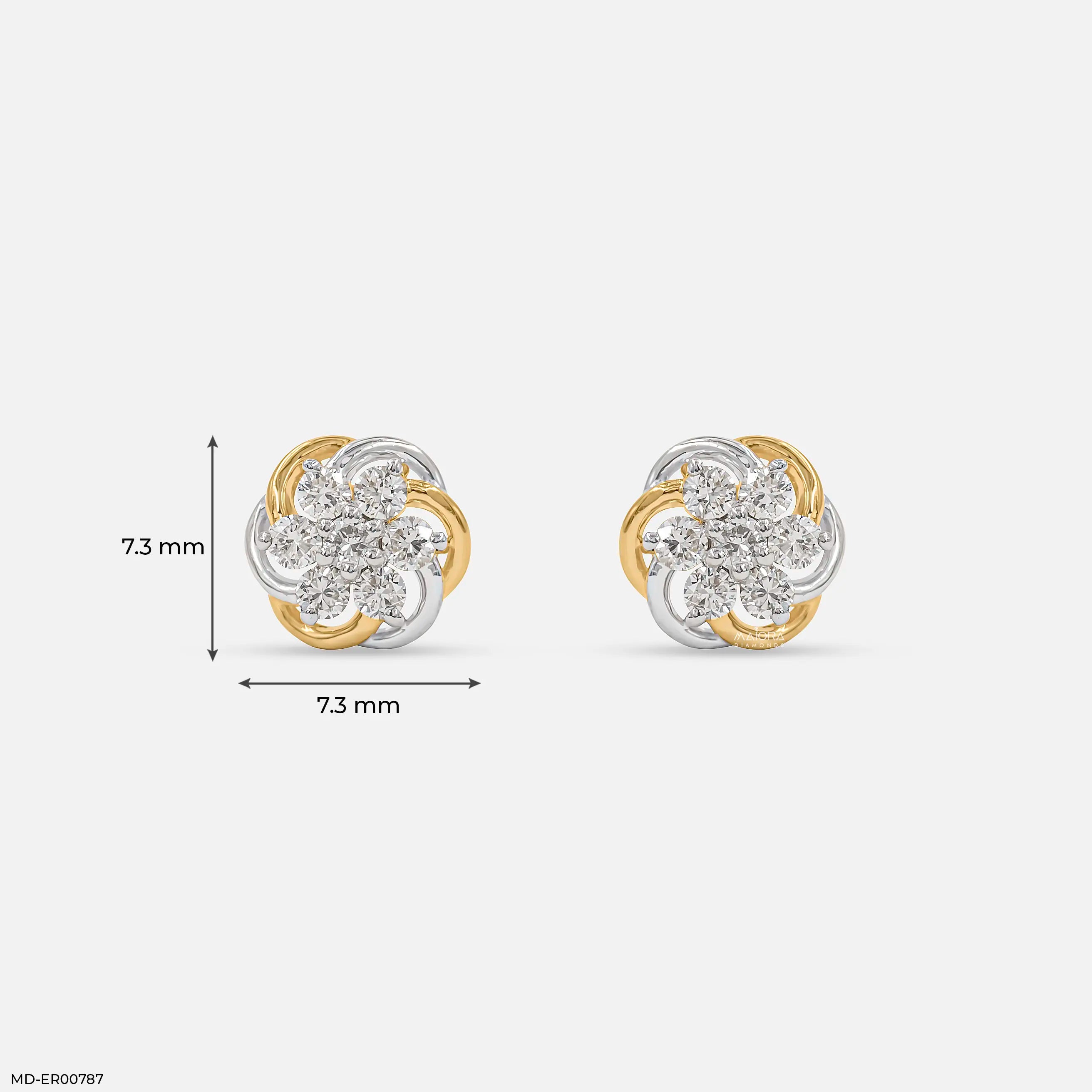 Twisted Knot Cluster Diamond Earrings Platinum 950