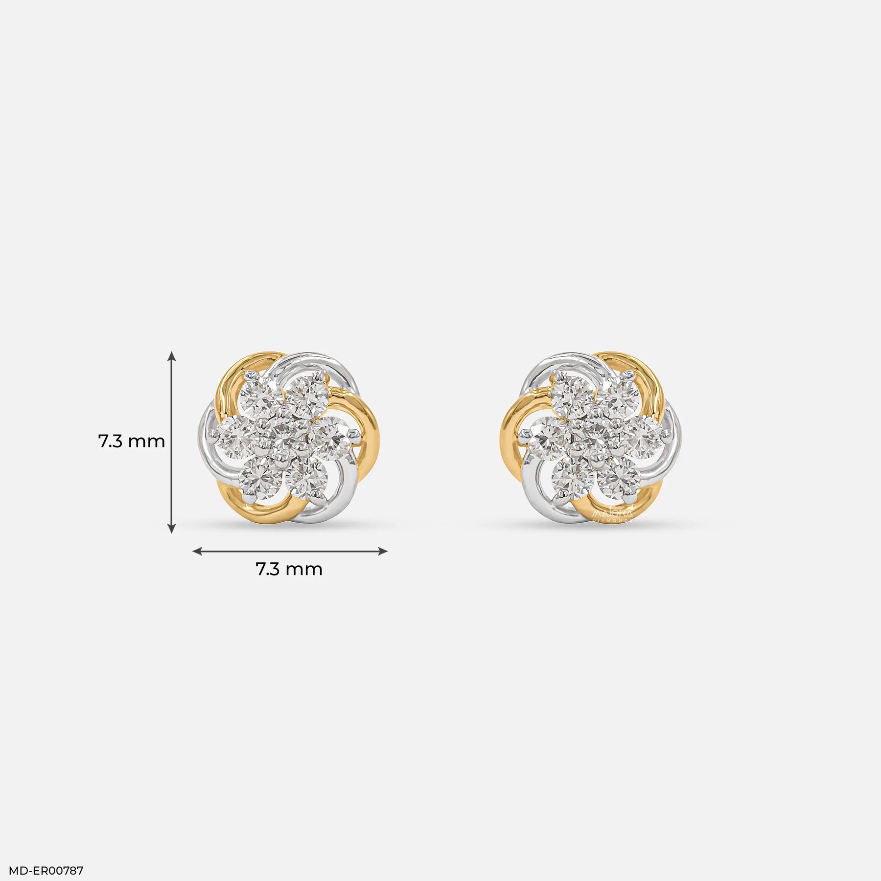 Twisted Knot Cluster Diamond Earrings 9K Yellow Gold