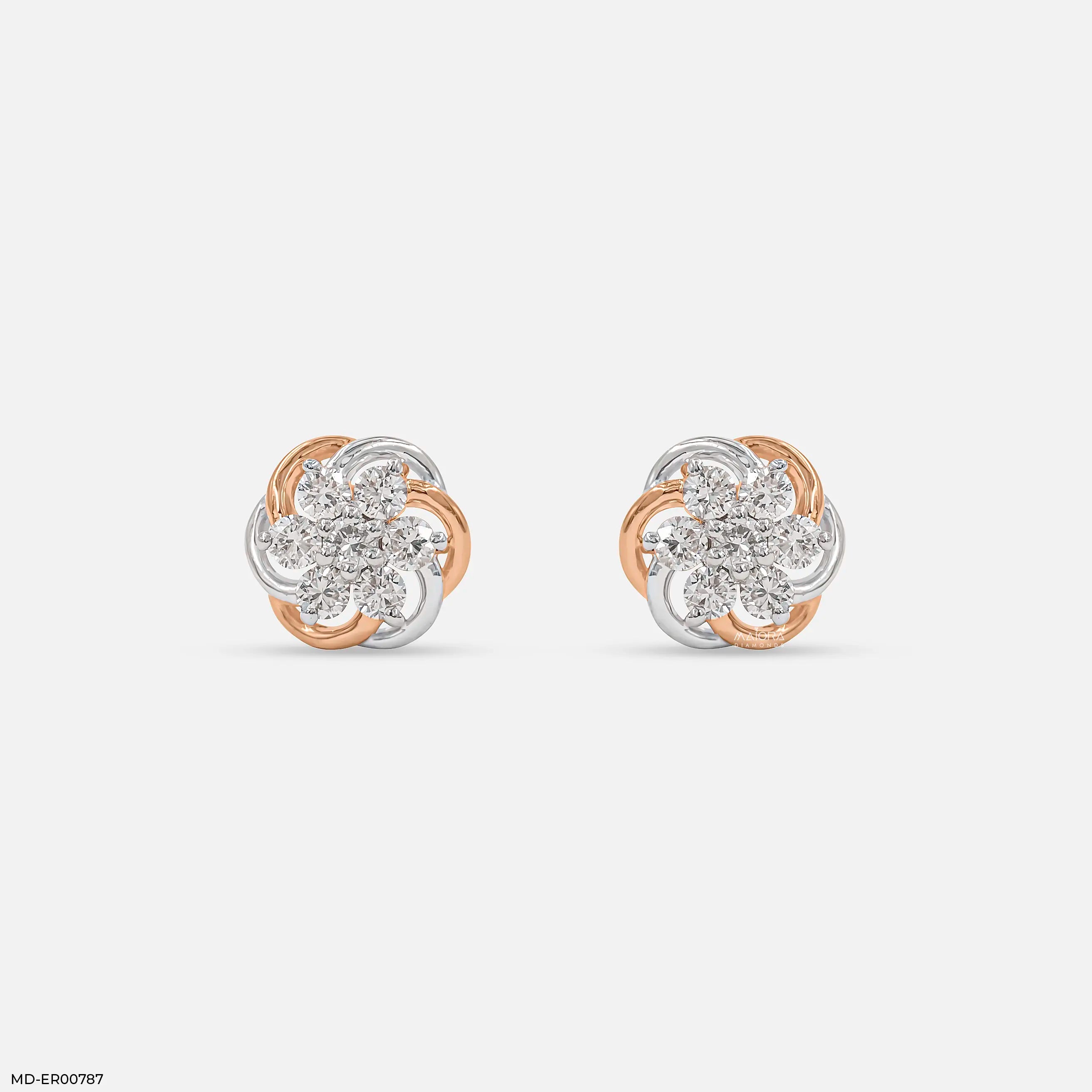 Twisted Knot Cluster Diamond Earrings Platinum 950