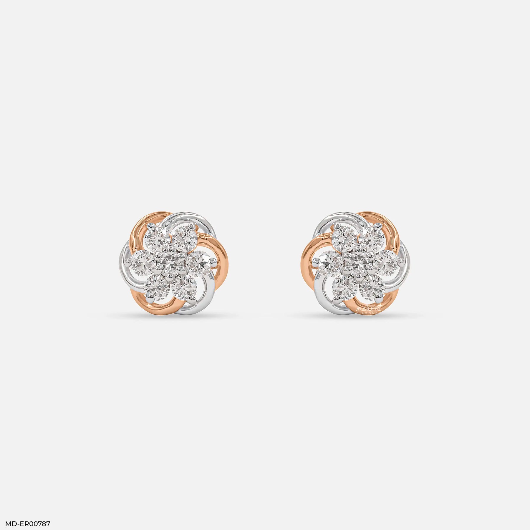 Twisted Knot Cluster Diamond Earrings 9K Yellow Gold