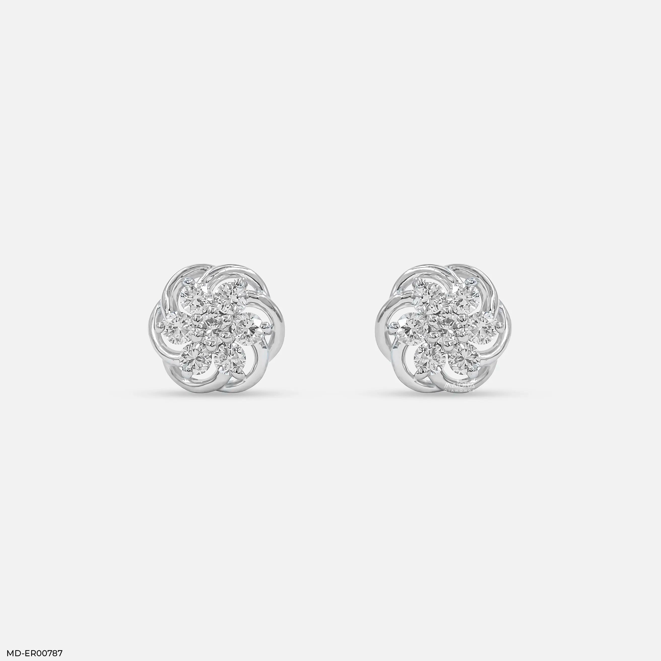 Twisted Knot Cluster Diamond Earrings Platinum 950