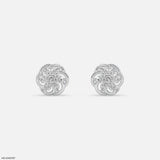 Twisted Knot Cluster Diamond Earrings 9K Yellow Gold