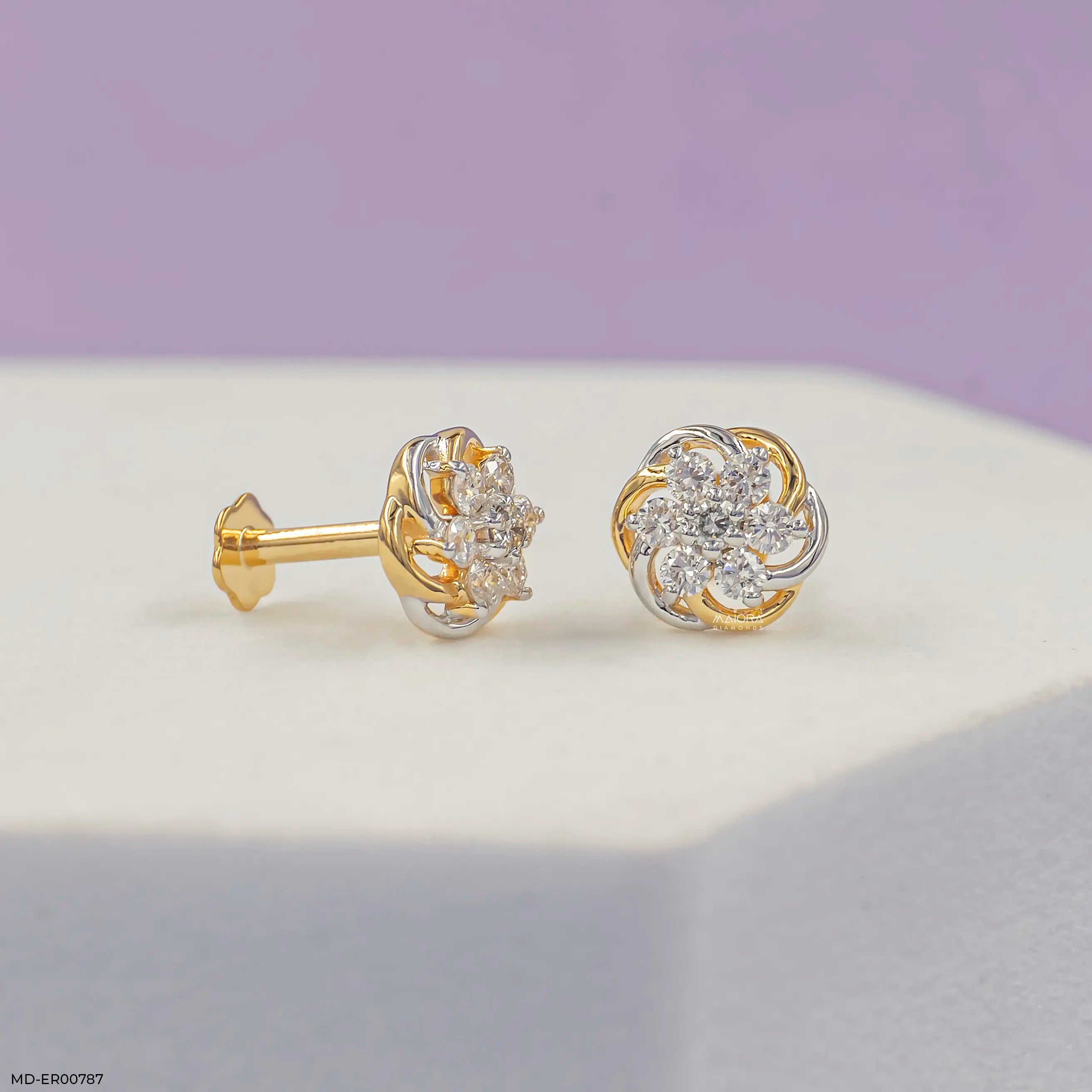 Twisted Knot Cluster Diamond Earrings Platinum 950