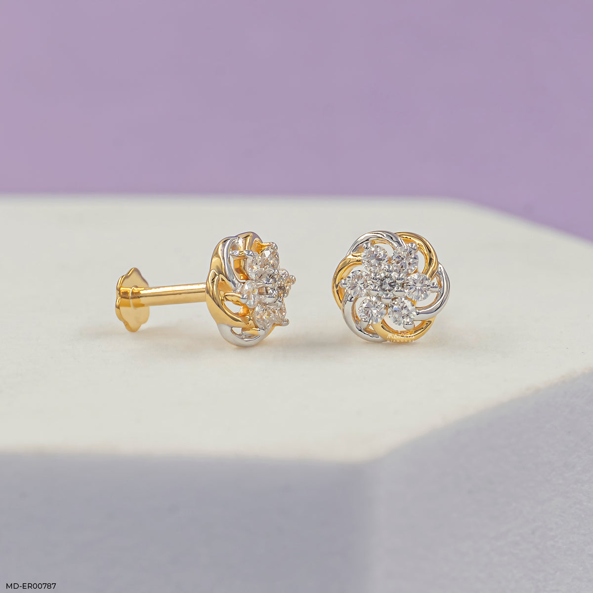 Twisted Knot Cluster Diamond Earrings