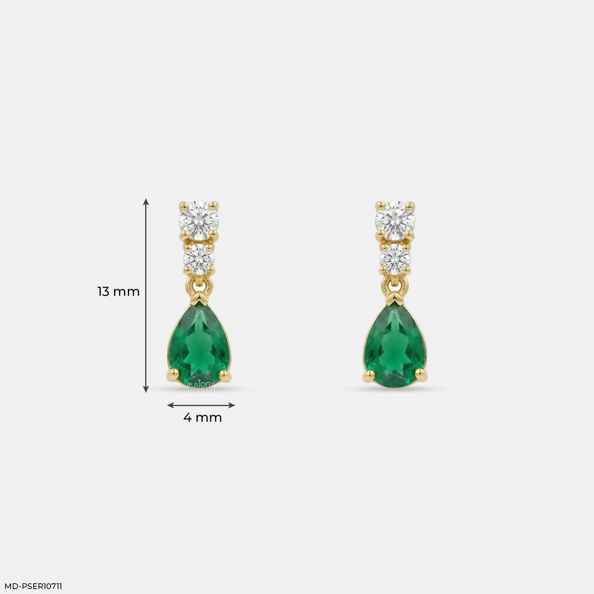 Rainy Emerald Drop Diamond Earrings