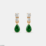 Rainy Emerald Drop Diamond Earrings 14K Rose Gold