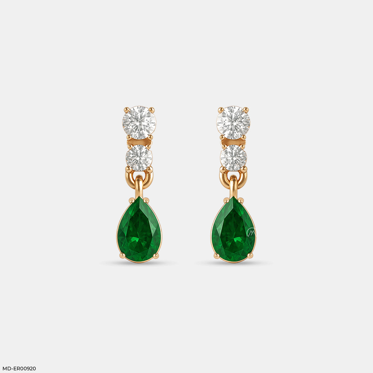 Rainy Emerald Drop Diamond Earrings