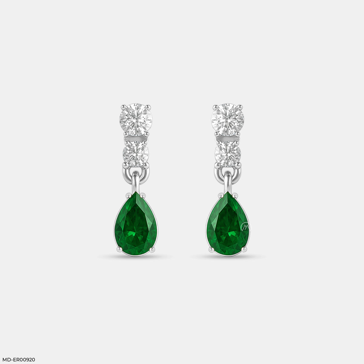 Rainy Emerald Drop Diamond Earrings