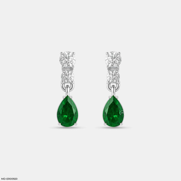 Veridian Waterfall Drops Earrings 14K White Gold