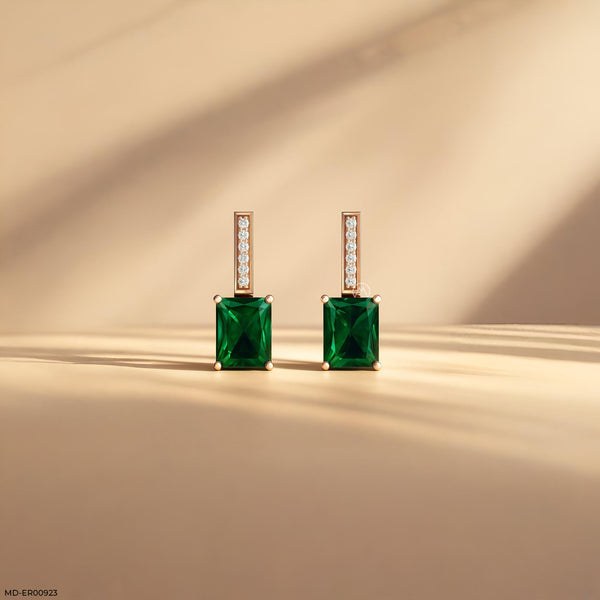 Emerald Cascade Hoops Earrings 14K Yellow Gold