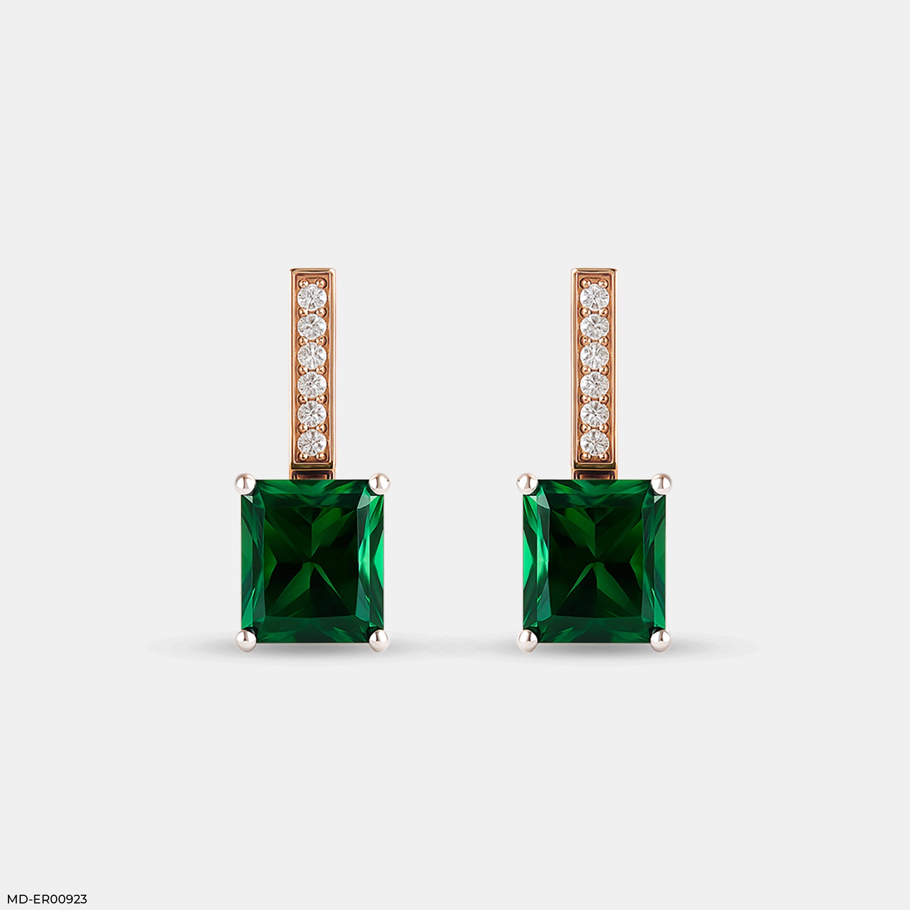 Emerald Cascade Hoops Earrings 14K Rose Gold