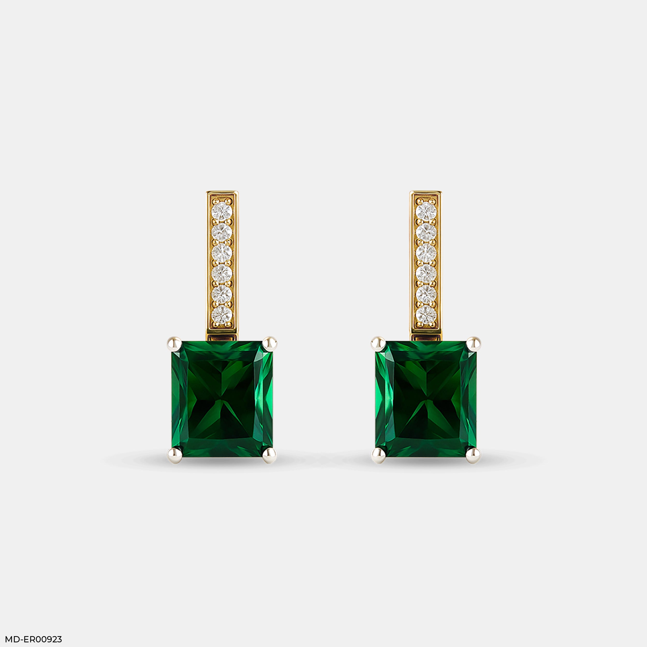 Emerald Cascade Hoops Earrings 9K Yellow Gold