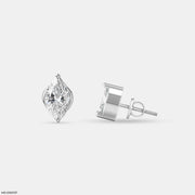 Solitaire Marquise Studs 14K White Gold
