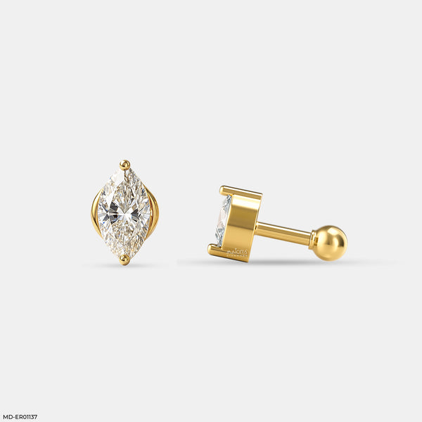 Solitaire Marquise Studs 14K Yellow Gold