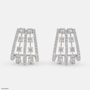 Trapezoid Diamond Drop Earrings 18K White Gold