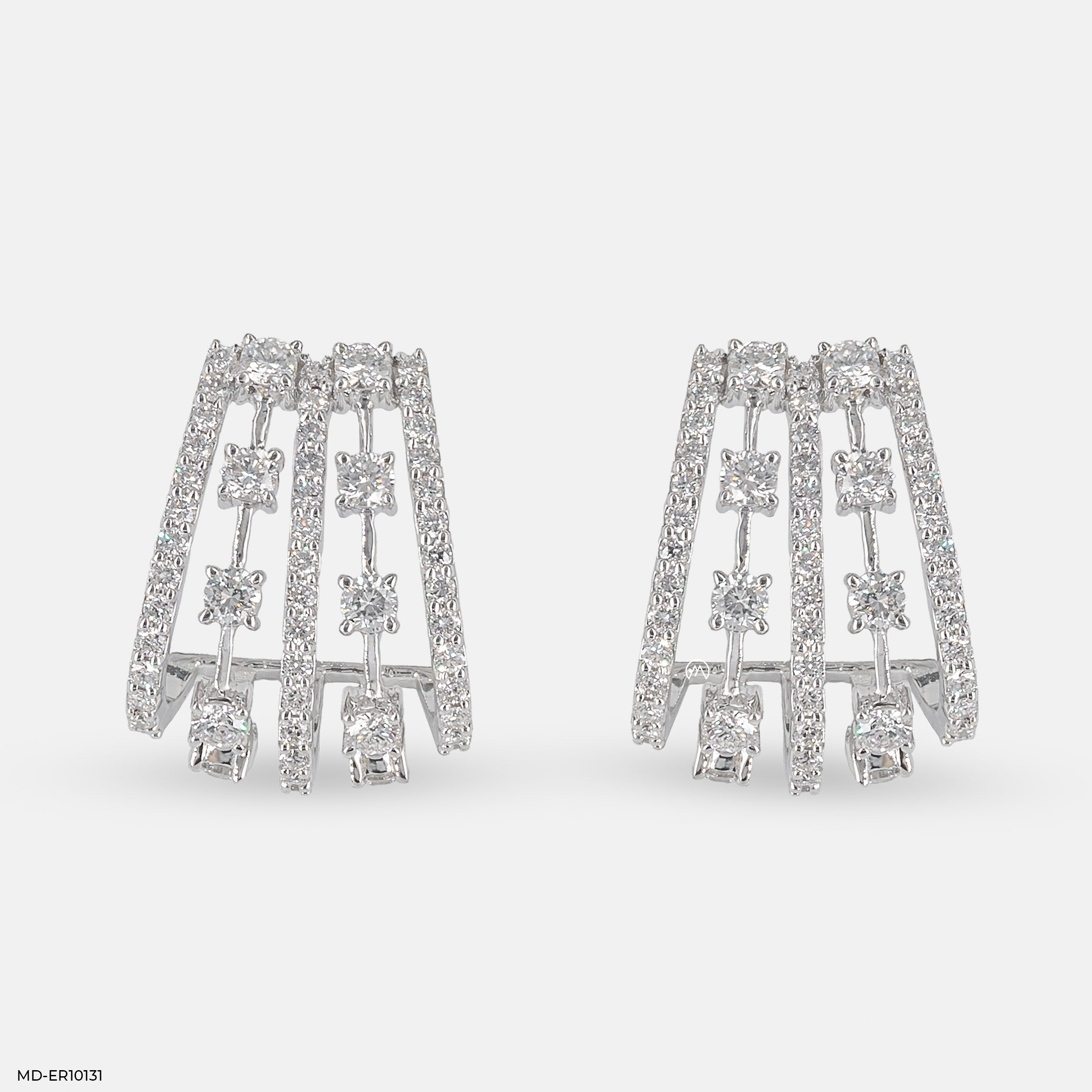 Trapezoid Diamond Drop Earrings 9K White Gold