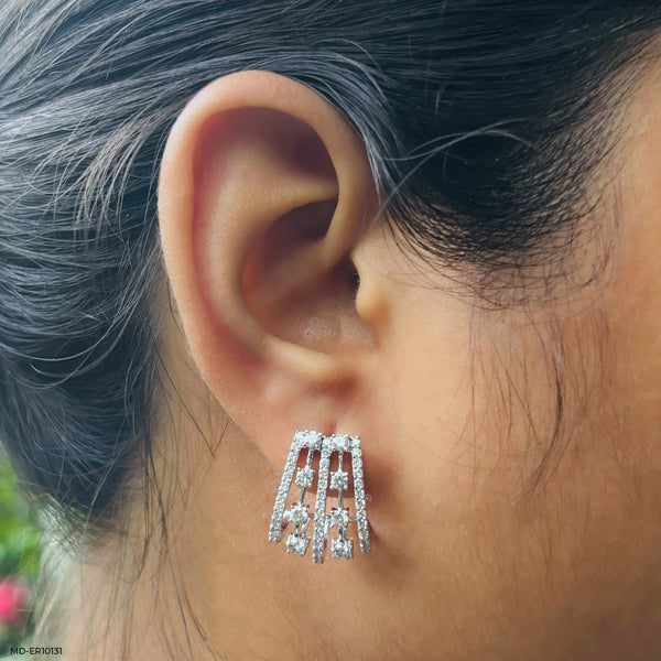 Trapezoid Diamond Drop Earrings 14K Rose Gold