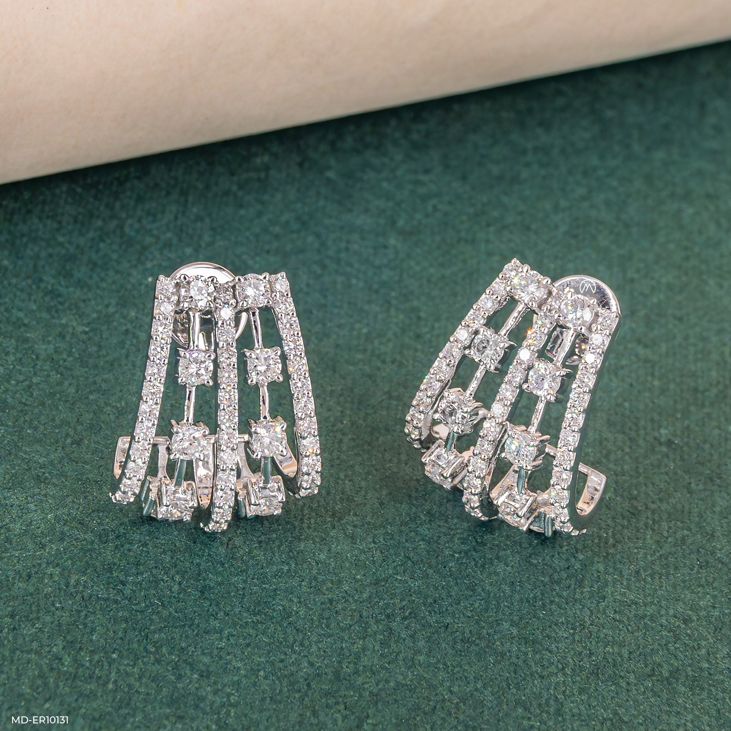 Trapezoid Diamond Drop Earrings 18K White Gold
