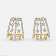 Trapezoid Diamond Drop Earrings 9K Yellow Gold
