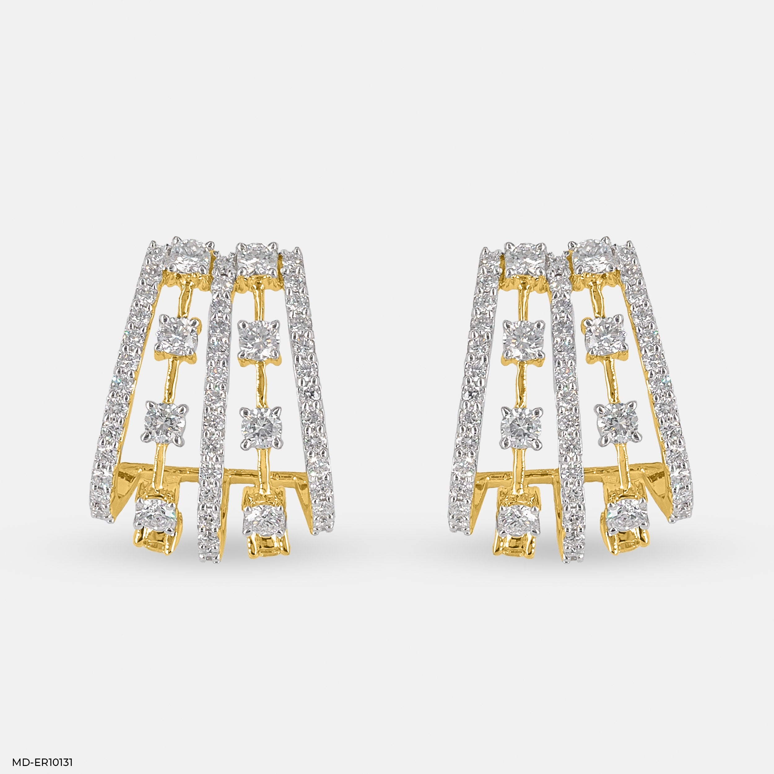 Trapezoid Diamond Drop Earrings 18K Yellow Gold